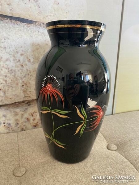 Black gold flower pattern glass vase a26