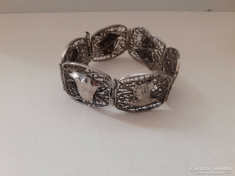 Retro silver-plated art-deco bracelet