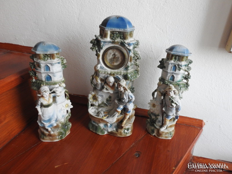 100-year-old porcelain figural watch set - three pieces