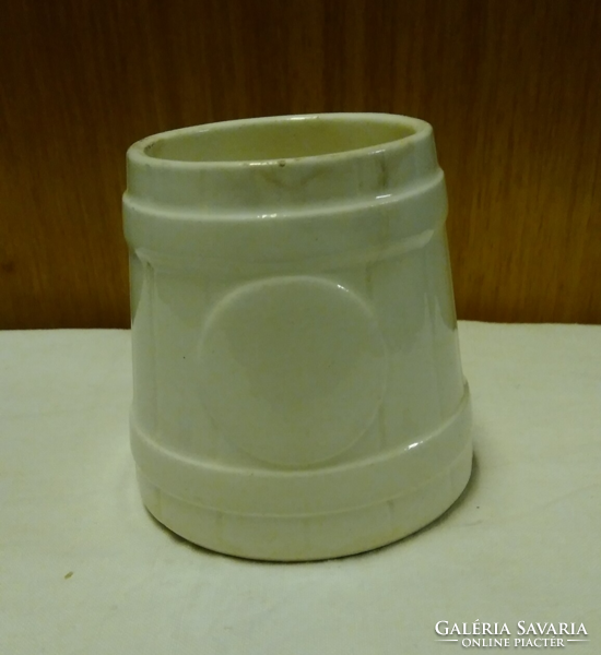 Antique meinl granite marked art deco barrel-shaped ceramic salt shaker, sugar shaker, mustard shaker