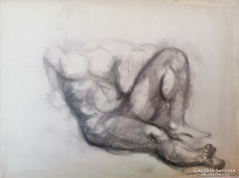 Study drawing signed by Jenő Barcsay