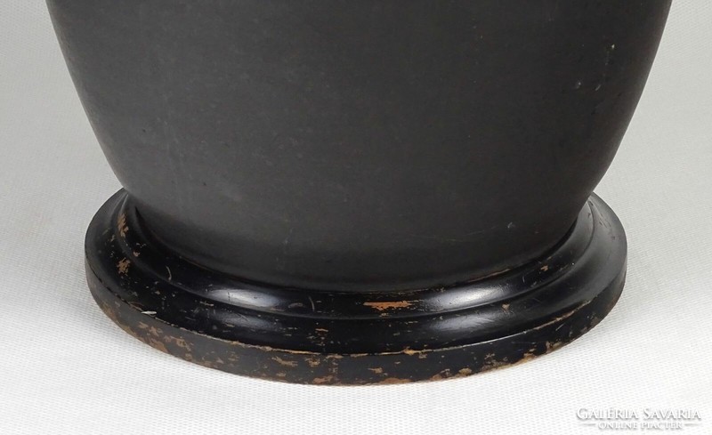 1K881 old black ceramic table lamp 70 cm