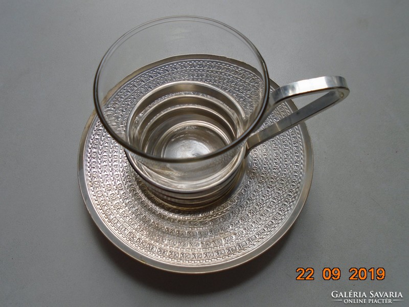MID CENTURY ELOXÁLT ALUMÍNIUM és Jénai üveg  teás  készlet