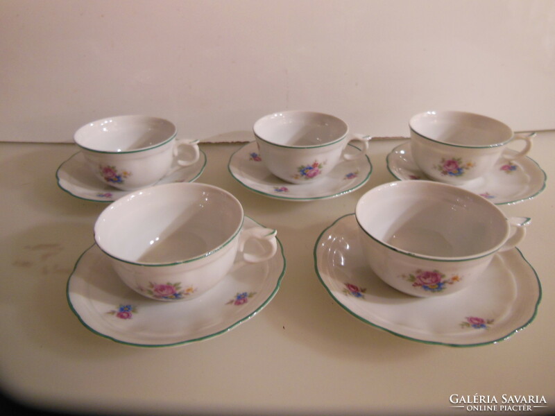 Coffee set - 11 pcs - eichwald - 6 plates 11 cm - 5 cups 0.75 dl - old - perfect