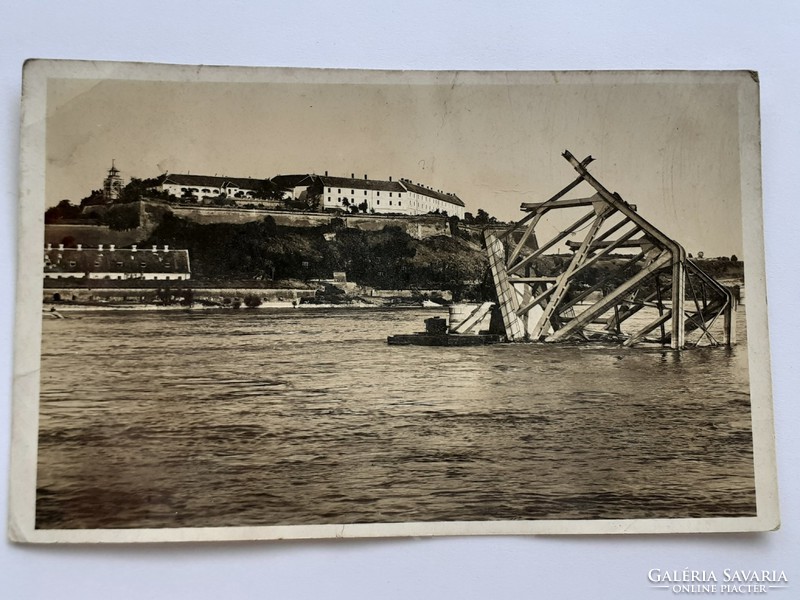 Régi fotó 1944 képeslap Pétervárad felrobbantott közúti híd levelezőlap
