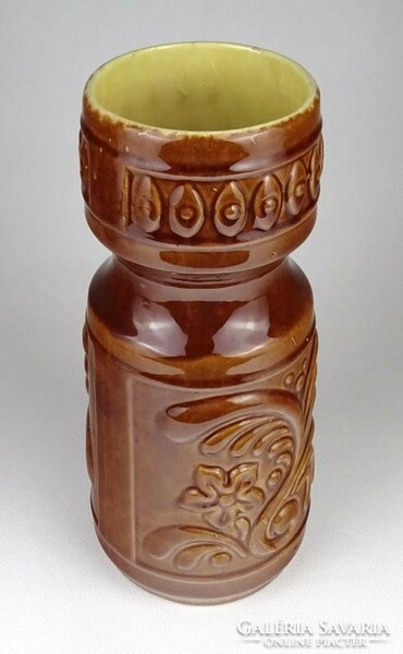 1K939 Német barna mázas mid century kerámia váza 24 cm