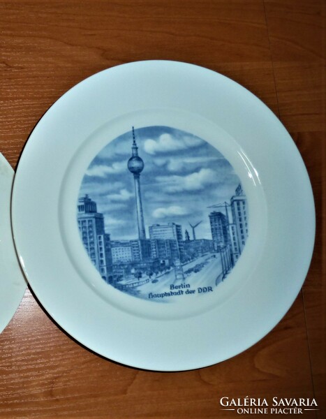 The Berlin TV tower - porcelain large plate Weimar original blue cobalt
