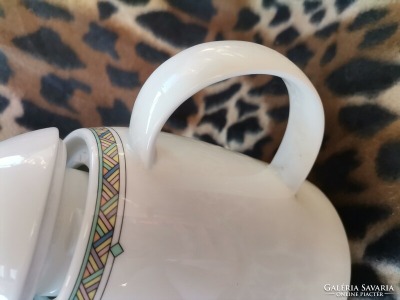 Vintage Arzberg német porcelán teás kancsó, porcelán fehér tea kínáló, ajándék konyhai felszerelés