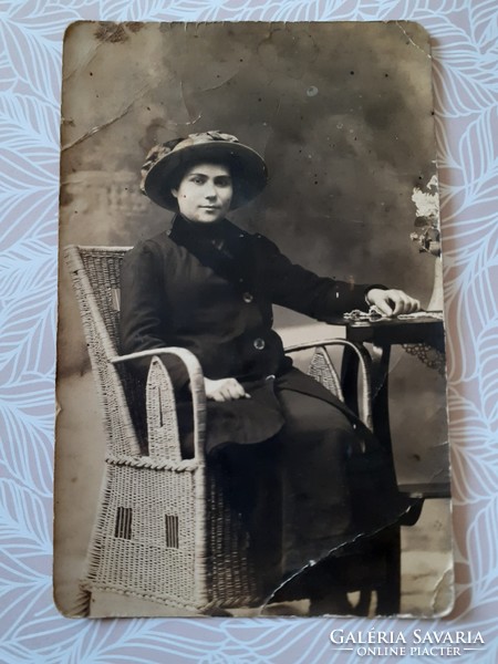Régi női fotó 1914 vintage fénykép Urai János fényképész Arad