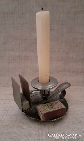 Old Art Nouveau marked candle holder with match holder