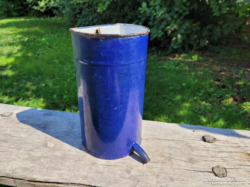 Old vintage Budafok crown label blue enameled 1.5 l wall tank enamel pot