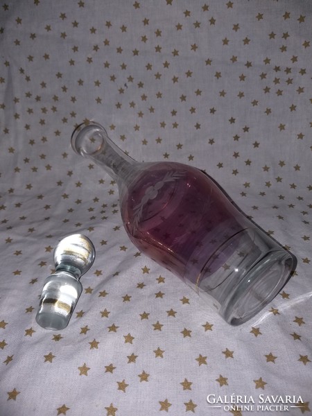 Csiszolt üveg dugós boros likőrös palack kiöntő karaffa kancsó