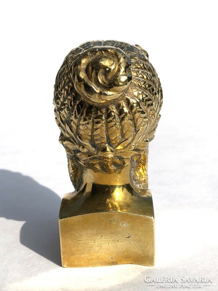 Small Greek female bust in brass