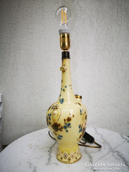 Antique 1800s Zsolnay ceramic vase lamp, colored. A video was also made