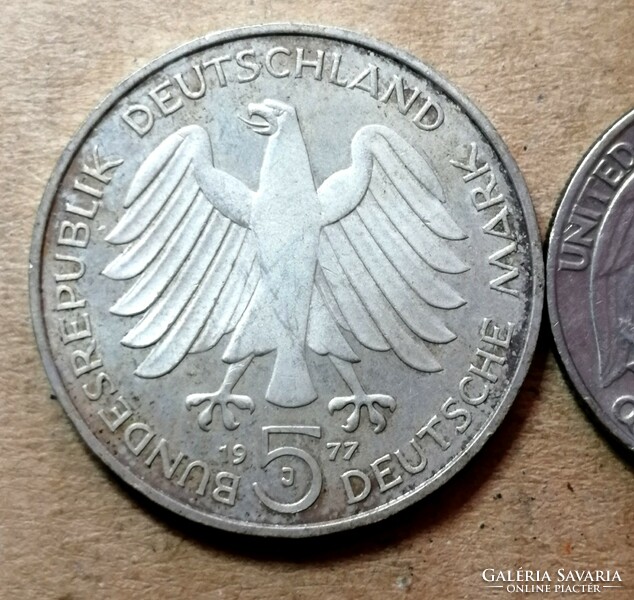 Németország(NSZK) 5 Márka - 1977 J_Friedrich Gauss/Ezüst