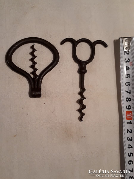 2 old wrought iron corkscrews
