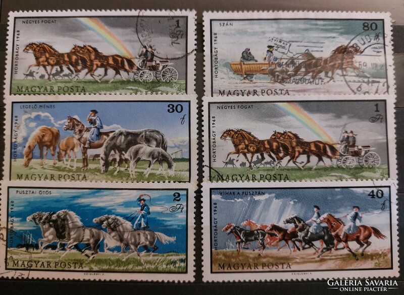 Equestrian stamp 1968 hortobágy 6 pcs