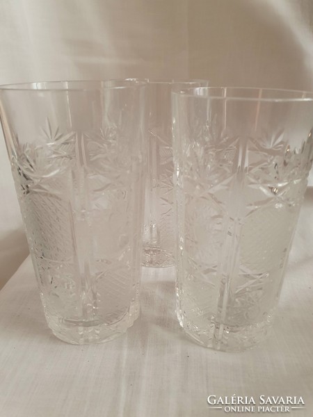 3 crystal water glasses