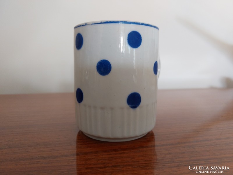 Régi Zsolnay porcelán kék pöttyös bögre népi teás csésze