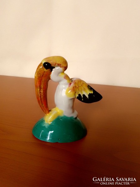 Extremely rare art deco colorful toucan bird ceramic figure sculpture marked Gáldi Glas Gyula collectors