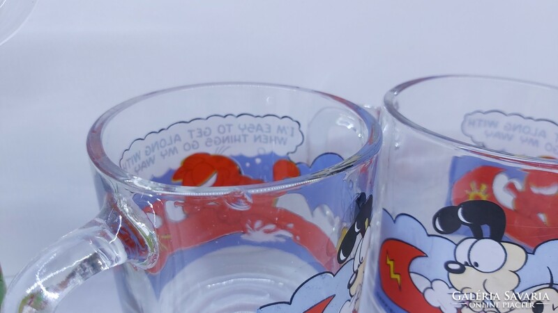 Rare!! Mcdonald's garfield jim davis glass mugs, coffee cups, glass glasses 1978 4 pcs in one