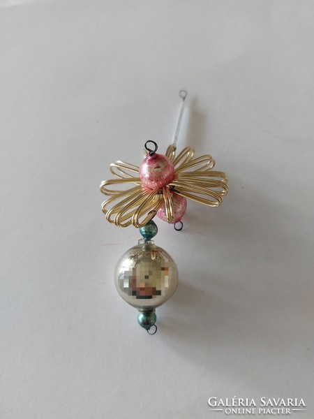 Old glass Christmas tree decoration with glass ornament