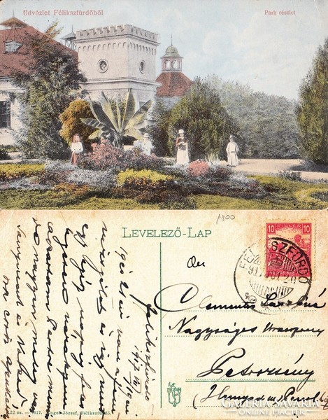Félikszfürdő park részlet 1917       .Posta van !
