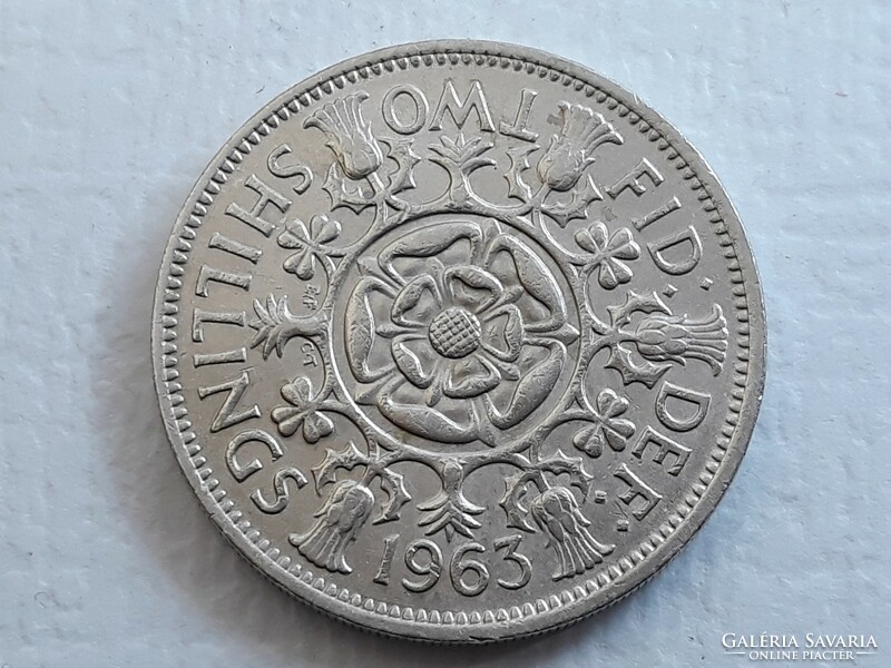 Egyesült Királyság 2 Shilling 1963 érme - Brit 2 Schilling 1963 II. Erzsébet külföldi pénzérme