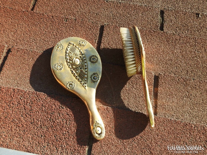 French old toiletry set: mirror and brush