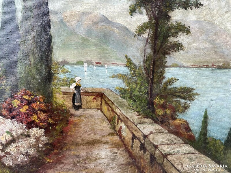 Antique Italian seaside painting landscape
