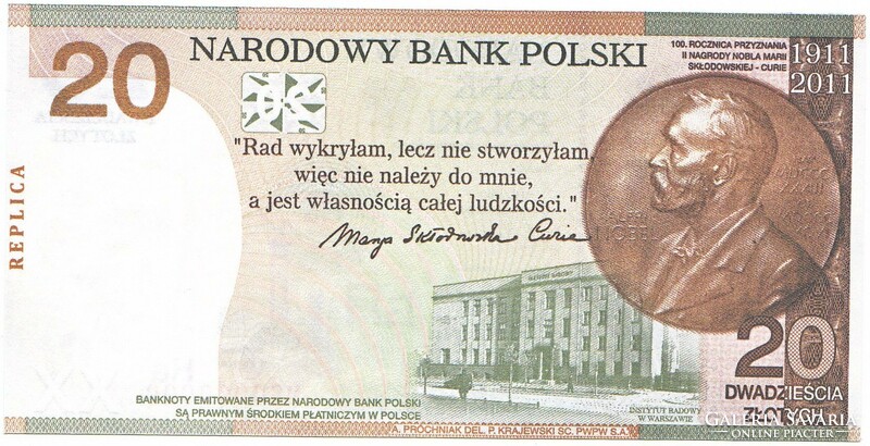 Poland 20 zloty circulation commemorative coin sample 2011 replica unc