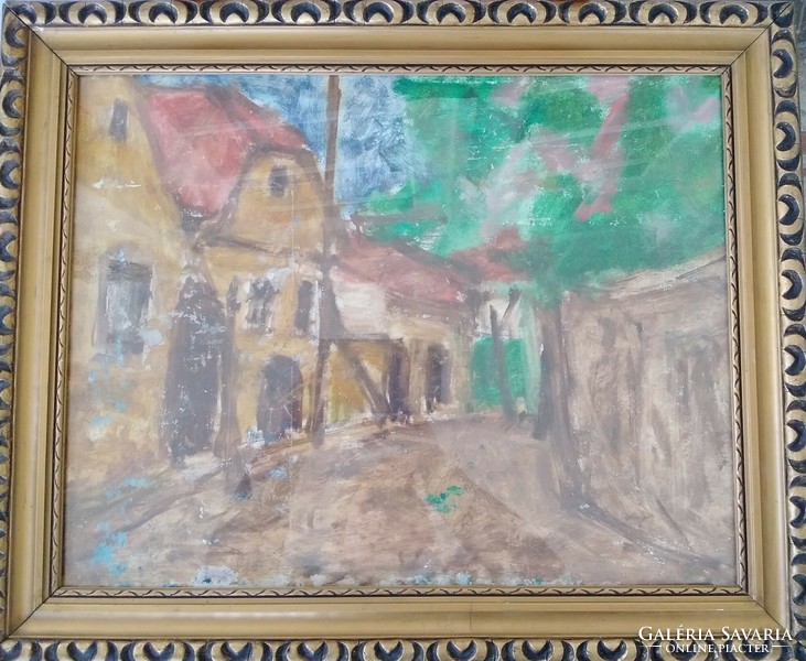 Street scene, oil painting on paper