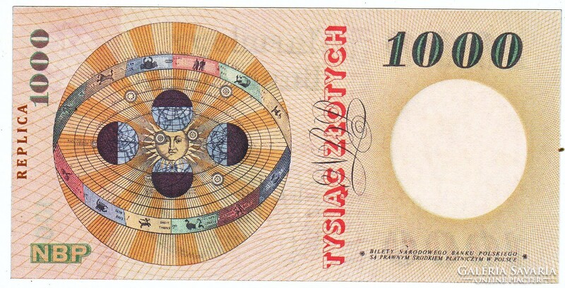Poland 1000 zloty proof 1962 replica unc