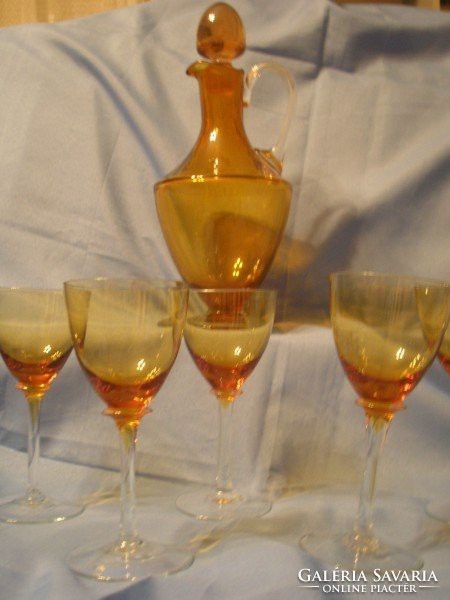 Antique art deco drink set for sale in 6 pieces of honey amber