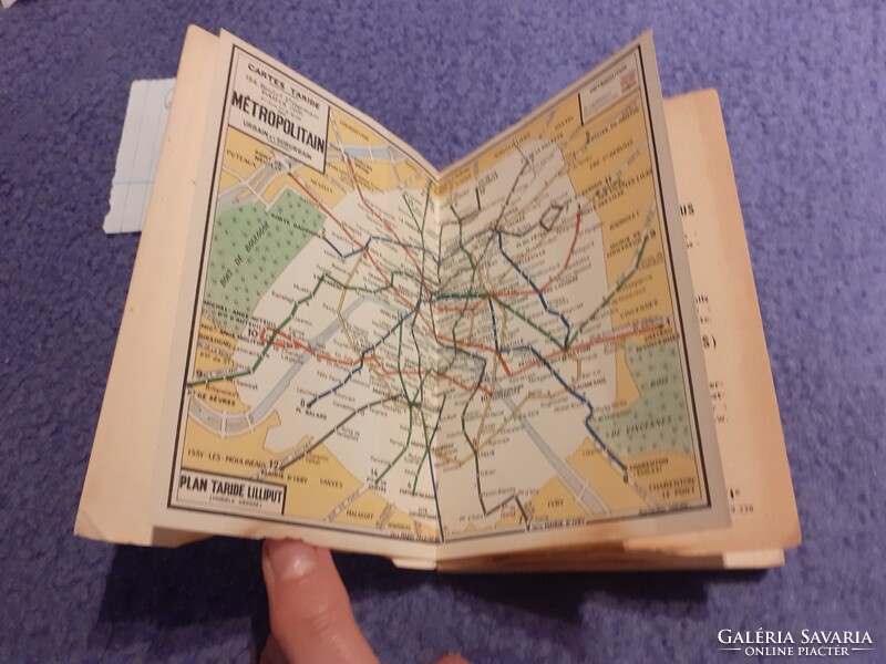 Old Paris taride street list with metro map, circa '50s Paris