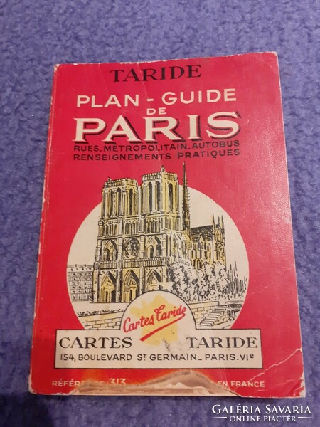 Régi Paris Taride utcajegyzék metro térképpel kb '50 es évek PÁRIZS