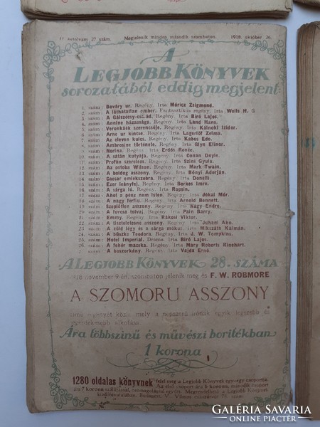 Régi újság 1918-19 évi Legjobb Könyvek Érdekes Újság kiadás 4 db