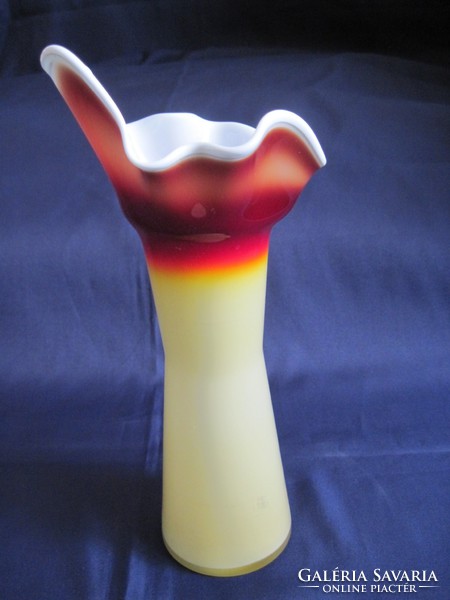 Szép színes tejüveg  opál üveg váza 28 cm