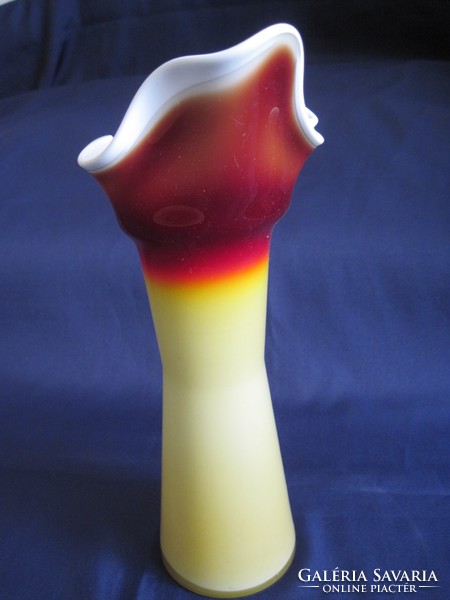 Szép színes tejüveg  opál üveg váza 28 cm