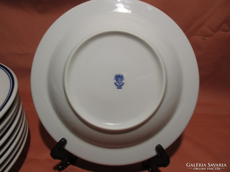 9 db retro Alföldi dupla kék csíkos mély tányér
