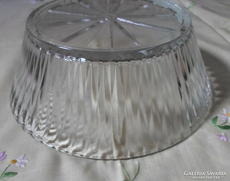 Retro / vintage üvegtál, vastag üveg asztalközép, mély tál (salátás, kompótos)  1.