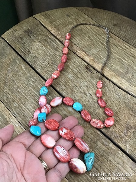Sicilian coral necklace with real turquoise