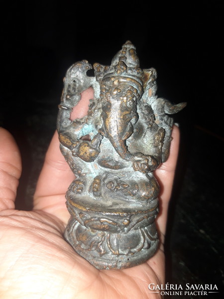 Antique ganesha thai bronze figure - elephant god statue