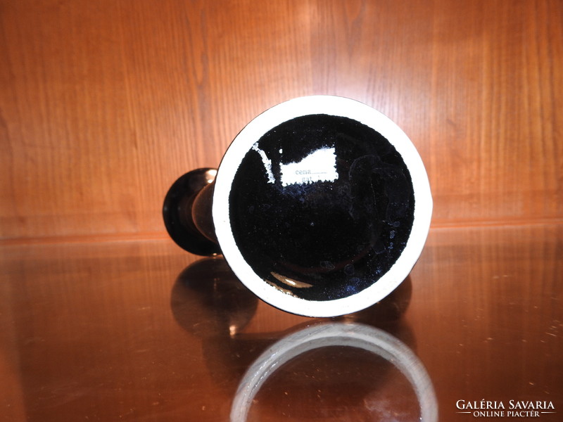 Two-pronged black ceramic candle holder