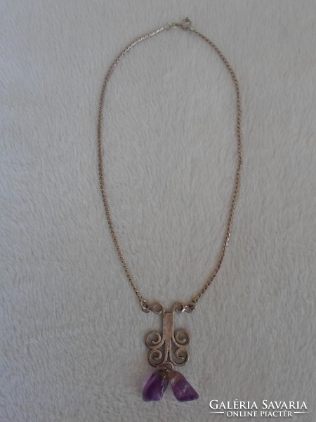 Art Nouveau silver necklaces with natural ametrine stones