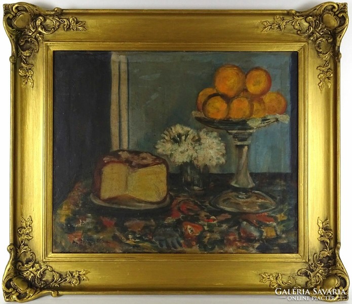 1L068 XX. századi magyar festő : Csendélet narancsokkal