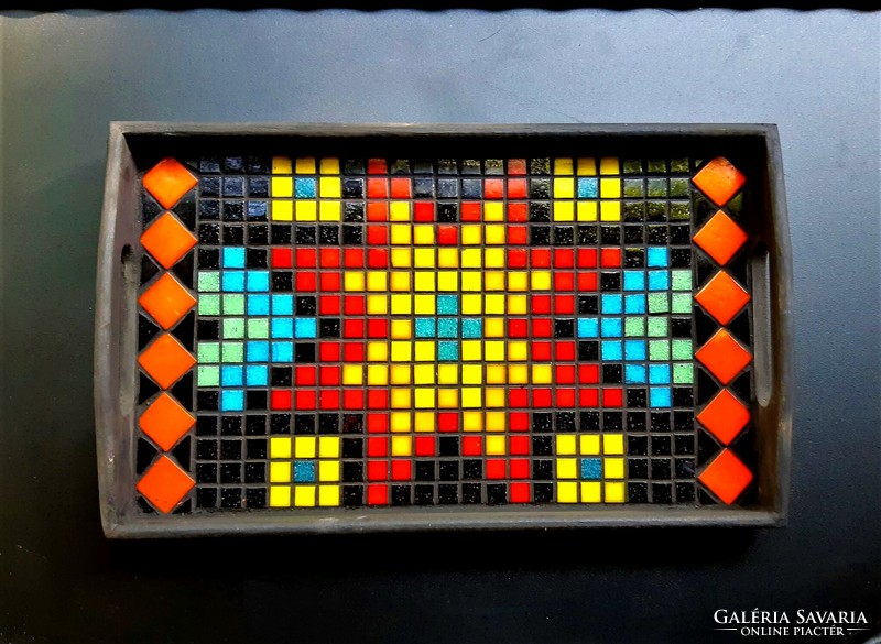 Mosaic tray (02), unique, handmade piece.