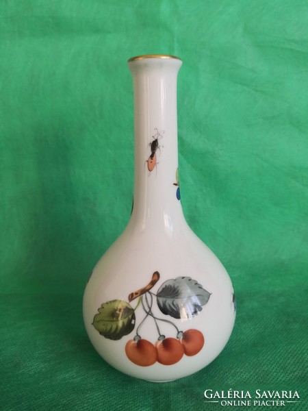 Herendi gyümölcs mintás porcelán váza, ritkán látható színekkel festett