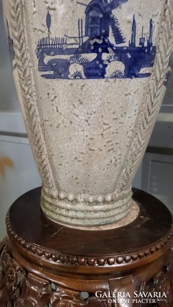 Blue Delft ceramic floor vase