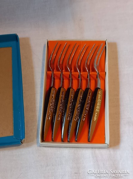 Retro small sandwich fork in a box 6 pcs (Canadian souvenir)